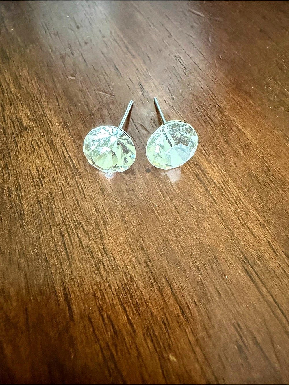 Large Clear Crystal Rhinestone Stud Earrings Round Faceted Pierced Statement